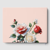 Pretty pink white red roses floral wedding  gastenboek (Achterkant)