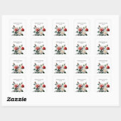 Pretty pink white red roses floral wedding vierkante sticker (Vel)