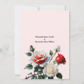 Pretty pink white red roses Rehearsal dinner Kaart (Achterkant)