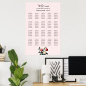 Pretty pink white red roses seating chart poster (Thuiskantoor)