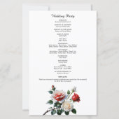 Pretty pink white red roses wedding program (Achterkant)