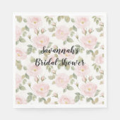 Pretty Pink White Roses Floral Bridal Shower Servet (Voorkant)