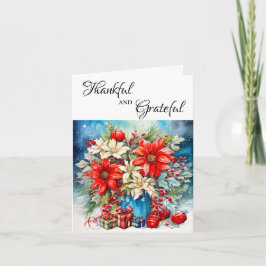 Pretty Poinsettia Plant and Gifts Greeting Card Kaart