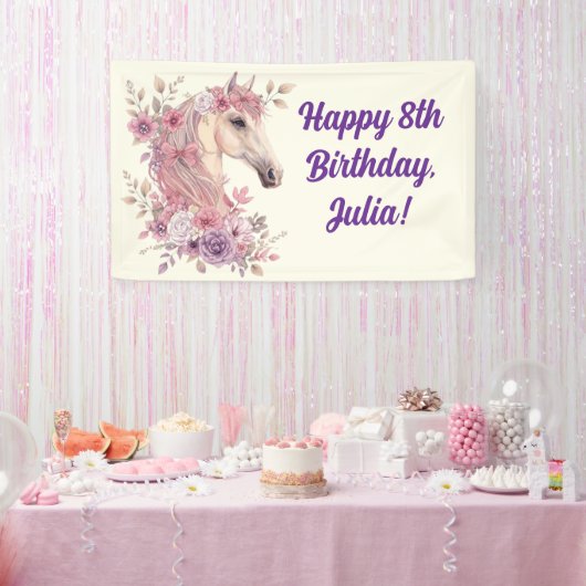 Pretty Ponies and Petals Birthday Banner (Feest)