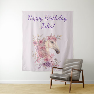 Pretty Ponies and Petals Horse Birthday Banner Wandkleed