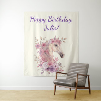 Pretty Ponies and Petals Horse Birthday Banner Wandkleed
