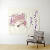 Pretty Ponies and Petals Horse Birthday Banner Wandkleed (In Situ (horizontaal))
