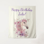 Pretty Ponies and Petals Horse Birthday Banner Wandkleed (Voorkant)