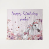Pretty Ponies and Petals Horse Birthday Banner Wandkleed (Voorkant (horizontaal))