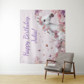 Pretty Ponies and Petals Horse Birthday Banner Wandkleed (In situ)