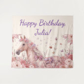 Pretty Ponies and Petals Horse Birthday Banner Wandkleed (Voorkant (horizontaal))