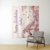 Pretty Ponies and Petals Horse Birthday Banner Wandkleed (In situ)