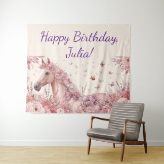 Pretty Ponies and Petals Horse Birthday Banner Wandkleed