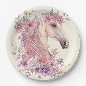 Pretty Ponies and Petals Horse Party Plate – 9” Papieren Bordje (Voorkant)