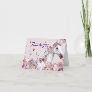 Pretty Ponies and Petals Horse Thank You Cards Bedankkaart