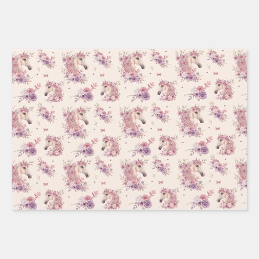 Pretty Ponies and Petals Horse Wrapping Paper (Voorkant 3)