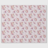Pretty Ponies and Petals Horse Wrapping Paper Cadeaupapier (Vlak)