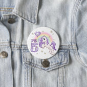 Pretty Pony 5th Birthday Ronde Button 7,6 Cm (In situ)