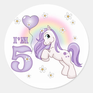 Pretty Pony 5th Birthday Ronde Sticker