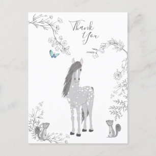 Pretty Pony and Squirrels Woodland Horse Thank You Briefkaart