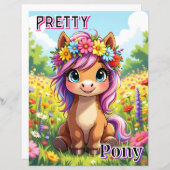 Pretty Pony | Cute Cartoon Kid's Nursery Art (Voorkant / Achterkant)