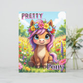 Pretty Pony | Cute Cartoon Kid's Nursery Art (Staand voorkant)