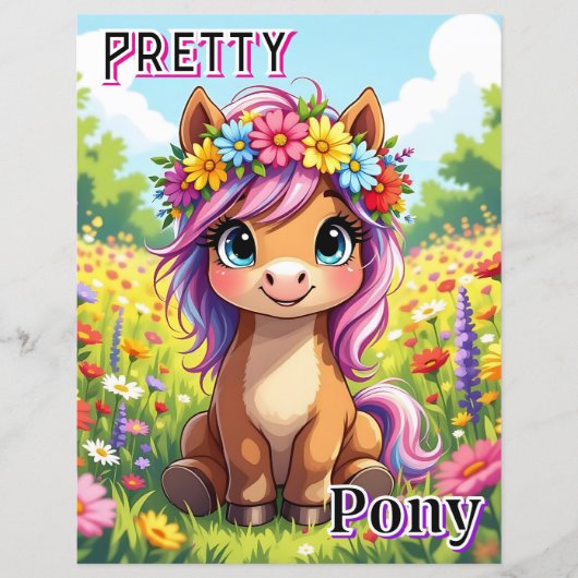 Pretty Pony | Cute Cartoon Kid's Nursery Art (Voorkant)