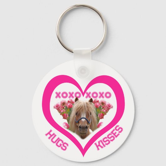 Pretty Pony in Pink Valentine's Day Sleutelhanger (Voorkant)