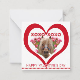 Pretty Pony in Red Valentine's Day Cards for Kids Notitiekaartje