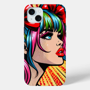 Pretty Pop Art Comic Meisje Kleurrijk Ai Kunst iPhone 15 Mini Hoesje