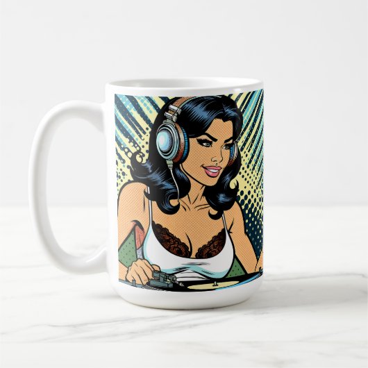 Pretty Pop Art Deejay Jamming Koffiemok (Links)