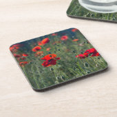 Pretty Poppies in Wild Meadow Photo Bier Onderzetter (Linkerzijde)