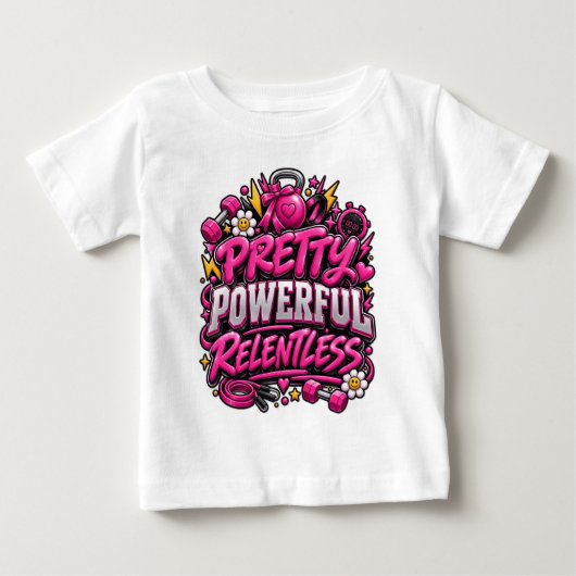 Pretty Powerful Relentless Roze Gym Quote Ontwerp (Voorkant)