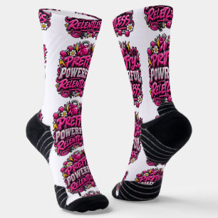 Pretty Powerful Relentless Roze Gym Quote Ontwerp Sokken