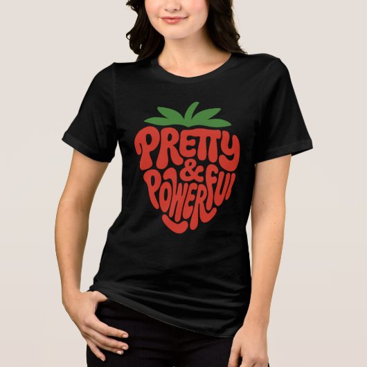 Pretty & Powerful Strawberry Icon Tri-Blend Shirt (Voorkant)