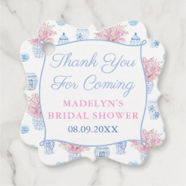 Pretty & Preppy Roze Blauw Ginger Pot Bruiloft Bedankjes Labels