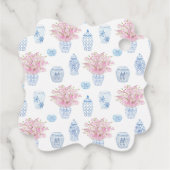 Pretty & Preppy Roze Blauw Ginger Pot Bruiloft Bedankjes Labels (Achterkant)