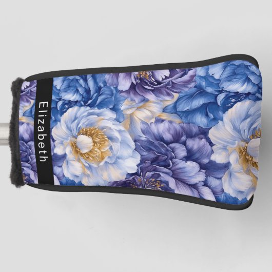 Pretty Pretty Blue Peony Personalized Golfheadcover (Voorkant)