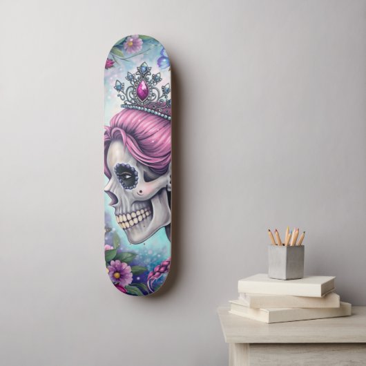 Pretty Princess Skull Skateboard (Muurkunst)