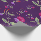 Pretty Purple and Pink Floral Pattern Cadeaupapier (Hoek)