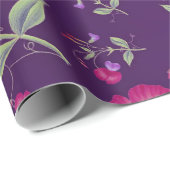 Pretty Purple and Pink Floral Pattern Cadeaupapier (Rol Hoek)