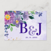 Pretty Purple Blue Floral Wedding Details Informatiekaartje (Voorkant)