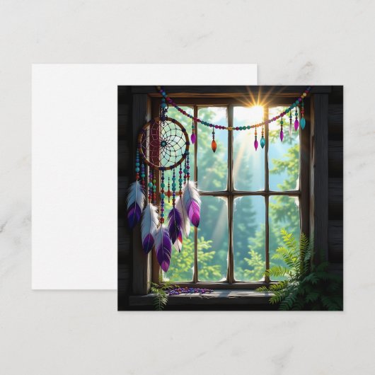 Pretty Purple Dreamcatcher in Window Feestdagenkaart (Voorkant / Achterkant)