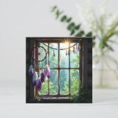 Pretty Purple Dreamcatcher in Window   Feestdagenkaart (Staand voorkant)