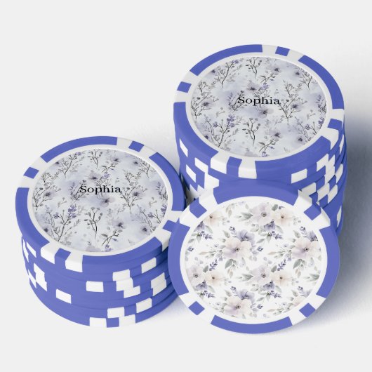 Pretty Purple Flowers Poker Chips (Opstapeling)