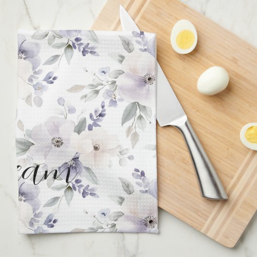 Pretty Purple Flowers   Theedoek (Quarter Fold)