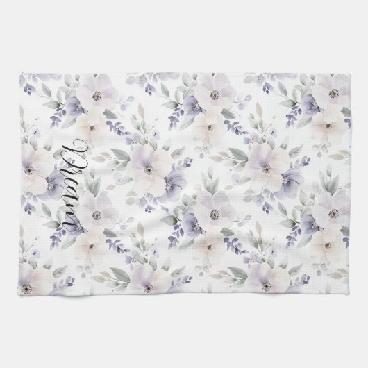 Pretty Purple Flowers Theedoek (Horizontaal)
