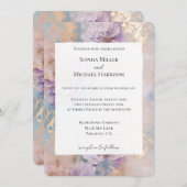 Pretty Purple Gold Floral Wedding Kaart (Voorkant / Achterkant)