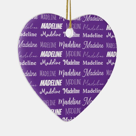 Pretty Purple Personalized Name Collage Christmas Keramisch Ornament (Rechts)