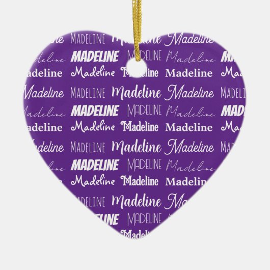 Pretty Purple Personalized Name Collage Christmas Keramisch Ornament (Voorkant)